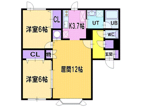 札幌市厚別区青葉町のアパートの間取り