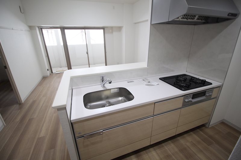 キッチン　幅2100mm　3口ガスシツテムキッチン