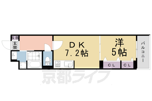 地下鉄烏丸線 くいな橋駅 徒歩5分 5階建 築3年の間取り写真