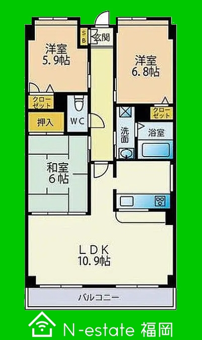 地下鉄空港線 姪浜駅 徒歩16分 7階建 築24年の間取り写真