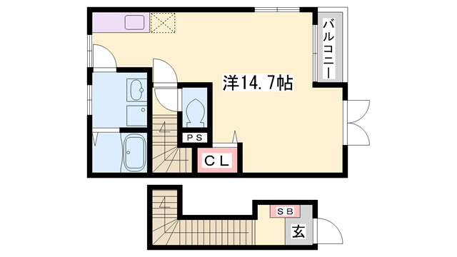 明石市上ノ丸のアパートの間取り