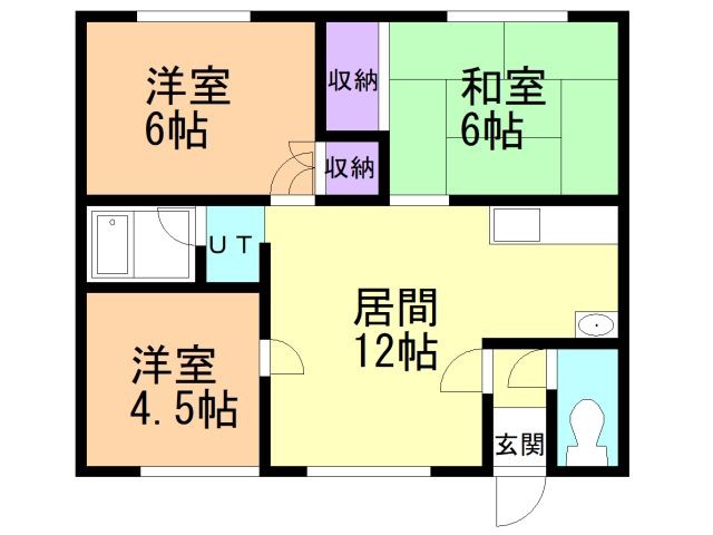 函館市谷地頭町のアパートの間取り