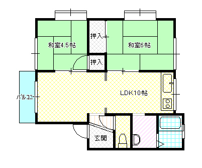 岡山市南区福富西のアパートの間取り