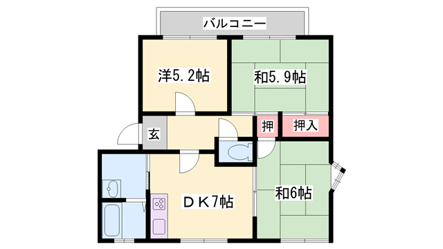 リトルフォレスト御立Ａ棟の間取り