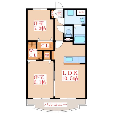 姶良市東餅田のマンションの間取り