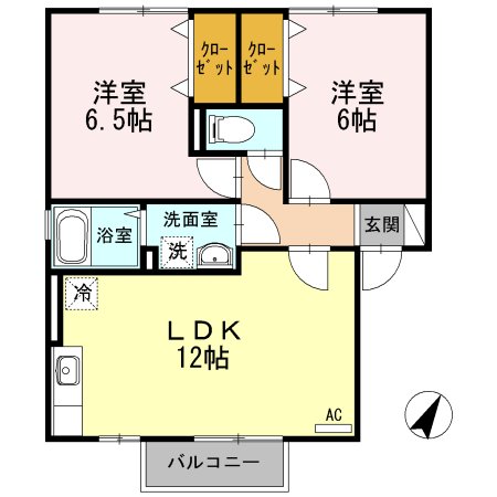 尾道市御調町大田のアパートの間取り