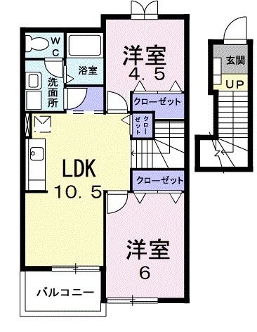 福島市町庭坂のアパートの間取り