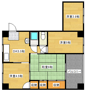 広島市西区中広町のマンションの間取り