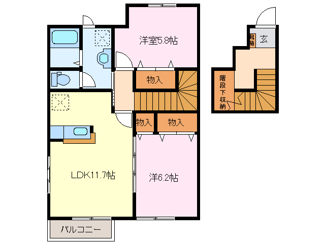 松阪市上川町のアパートの間取り