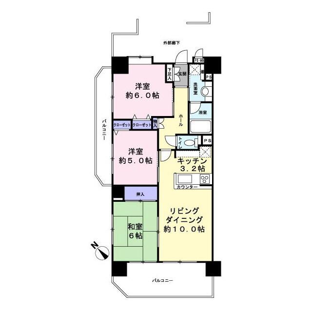 千葉市中央区港町のマンションの間取り