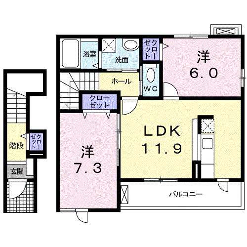 新居浜市松神子のアパートの間取り