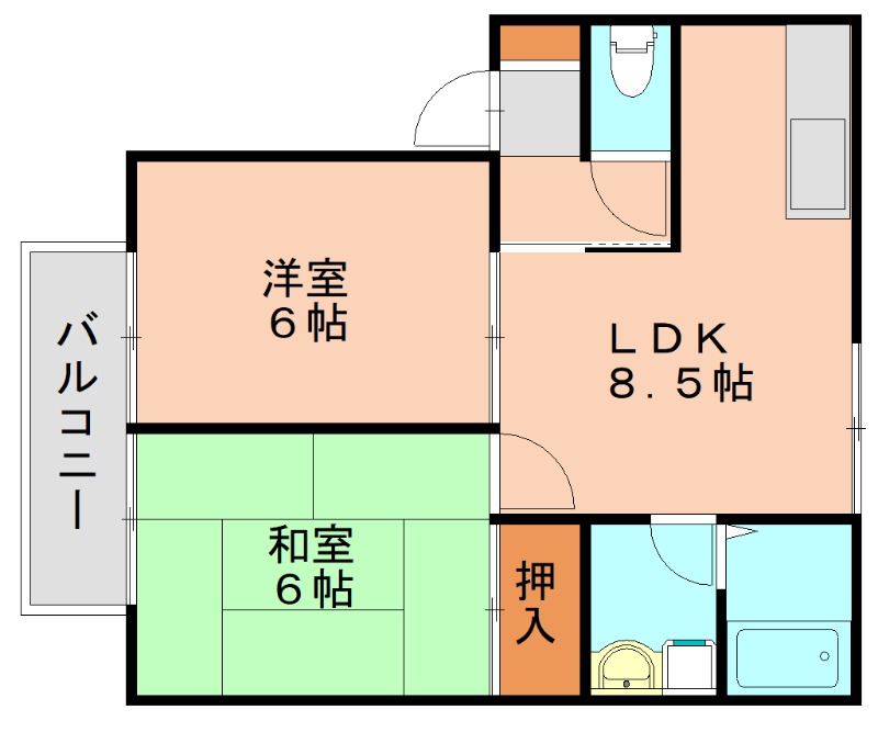 大野城市牛頸のアパートの間取り