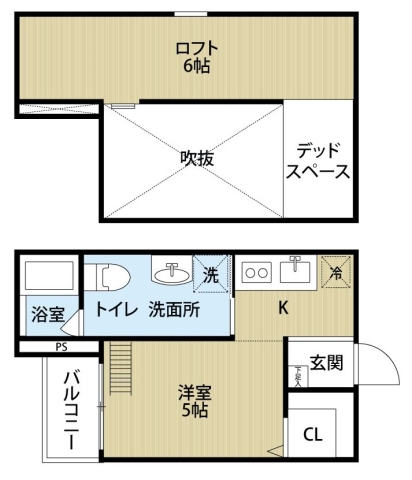 堺市北区東浅香山町のアパートの間取り