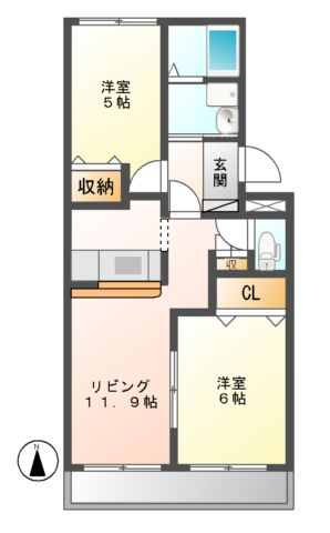 可児市塩河のアパートの間取り