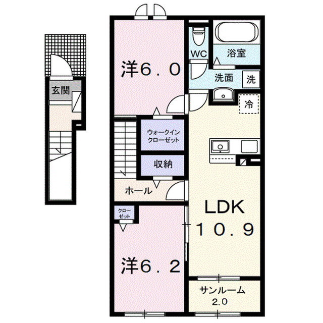 佐久市北川のアパートの間取り