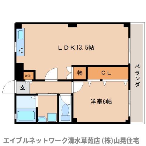 静岡市清水区草薙のマンションの間取り