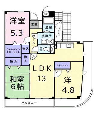 高松市屋島西町のマンションの間取り