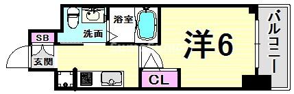 神戸市兵庫区西柳原町のマンションの間取り