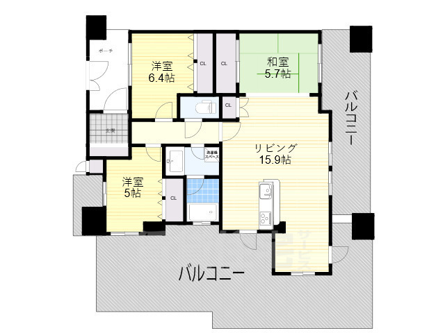 吹田市穂波町のマンションの間取り