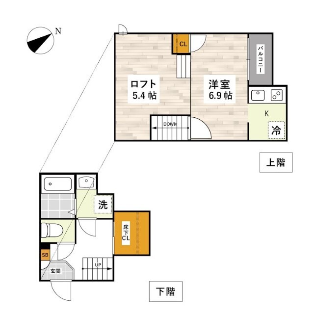 熊本市南区日吉のアパートの間取り