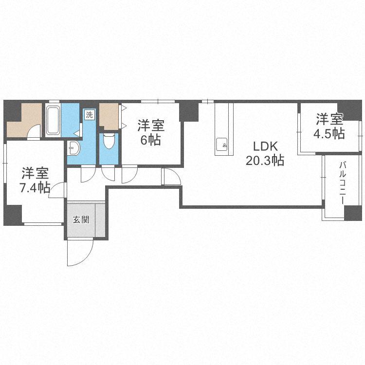 札幌市中央区南三条西のマンションの間取り