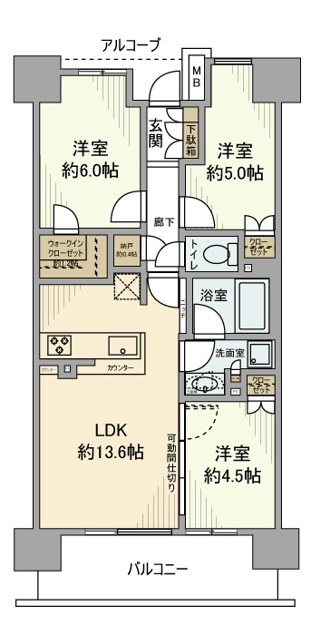 武蔵浦和ＳＫＹ＆ＧＡＲＤＥＮ　Ｄ棟の間取り