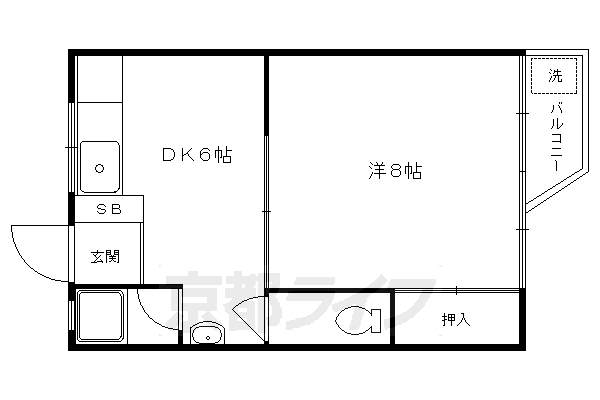 京都市左京区一乗寺塚本町のマンションの間取り