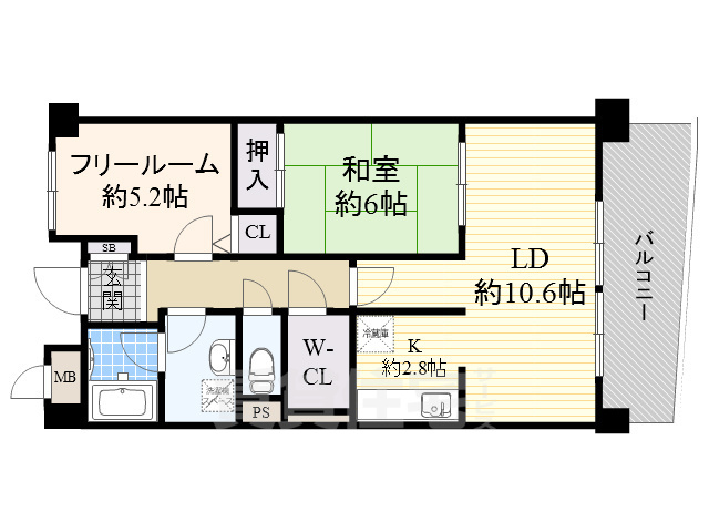 高槻市高垣町のマンションの間取り