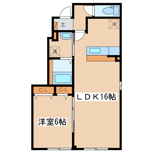 釧路市新富町のアパートの間取り