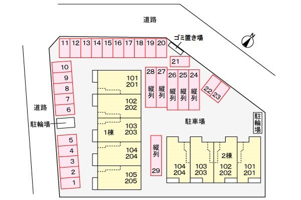 【いちき串木野市麓のアパートの駐車場】