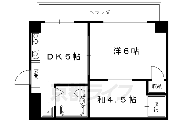 【京都市左京区田中大久保町のマンションの間取り】