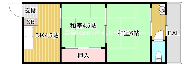 大阪市旭区大宮のアパートの間取り