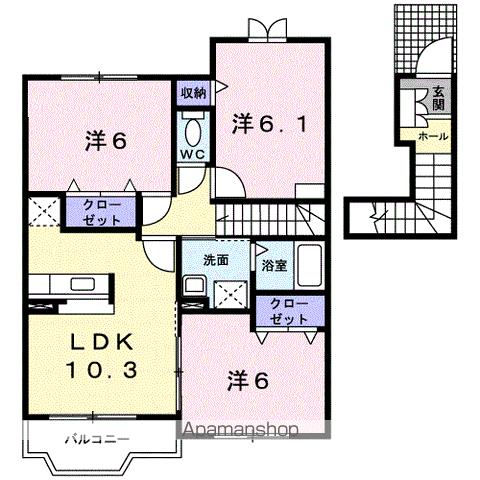 ＪＲ紀勢本線 藤並駅 徒歩6分 2階建 築22年の間取り写真