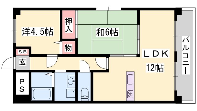 ＪＲ山陽本線 網干駅 徒歩37分 6階建 築32年の間取り写真