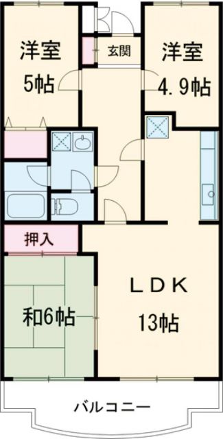 春日部市南のマンションの間取り