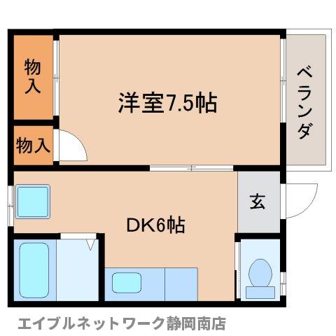 【静岡市駿河区小鹿のアパートの間取り】