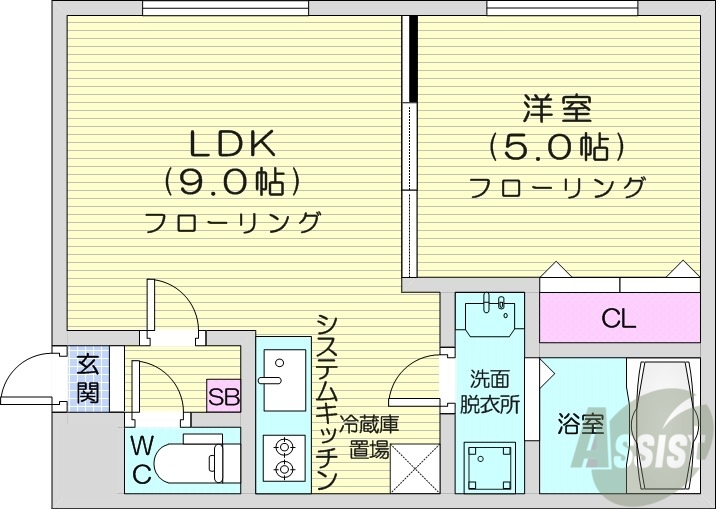 札幌市白石区栄通のマンションの間取り