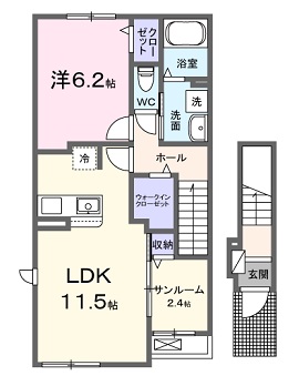 広島市安佐北区三入のアパートの間取り