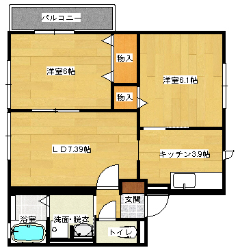 広島市東区福田のアパートの間取り