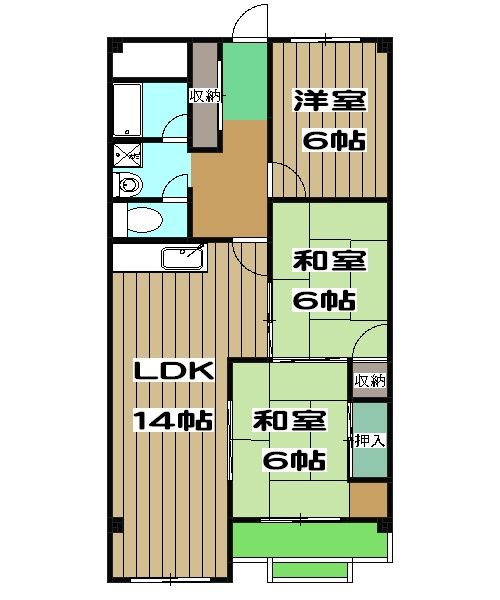 京都市右京区常盤下田町のマンションの間取り