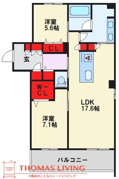 福岡市中央区白金のマンションの間取り