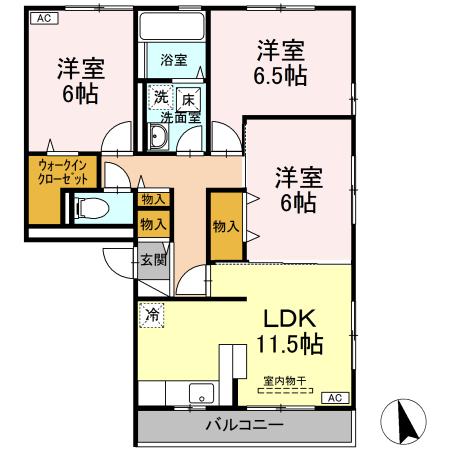 米子市皆生のアパートの間取り