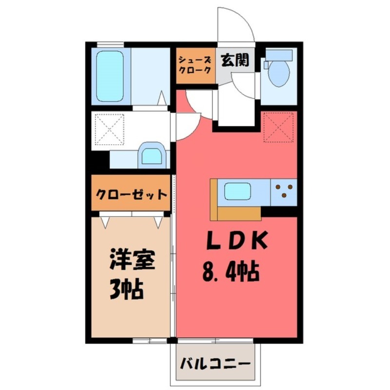 下野市石橋のアパートの間取り