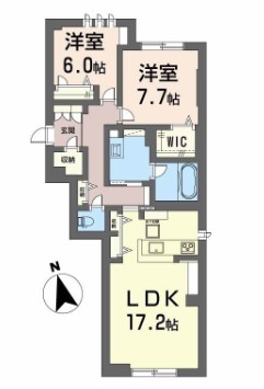 岡山市北区東古松南町のマンションの間取り