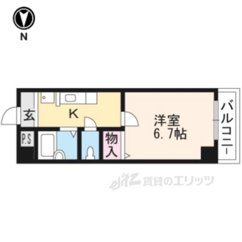 京都市山科区御陵岡町のマンションの間取り