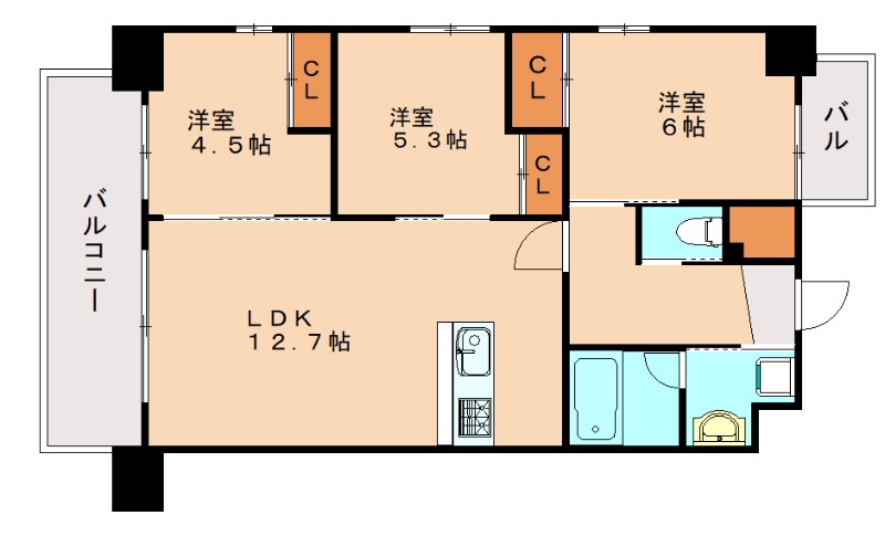 【北九州市小倉南区下城野のマンションの間取り】