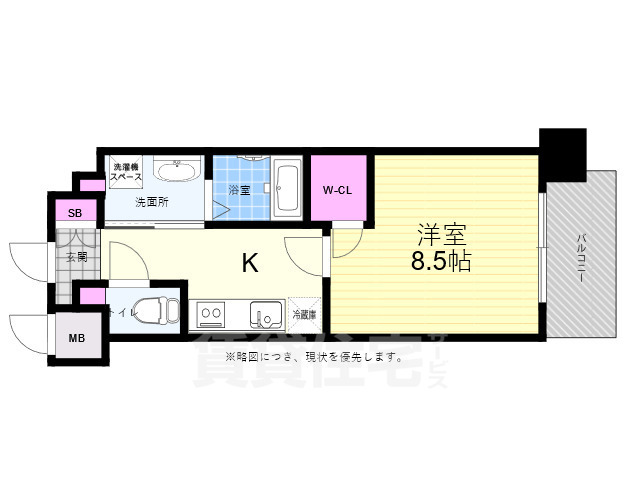 【広島市中区西白島町のマンションの間取り】