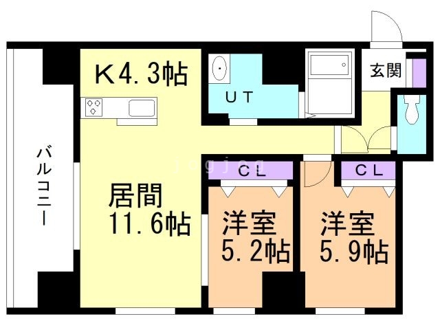 札幌市東区北六条東のマンションの間取り