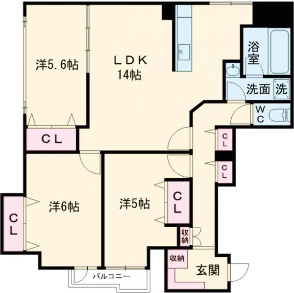 目黒区南のマンションの間取り