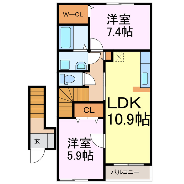 古河市上辺見のアパートの間取り